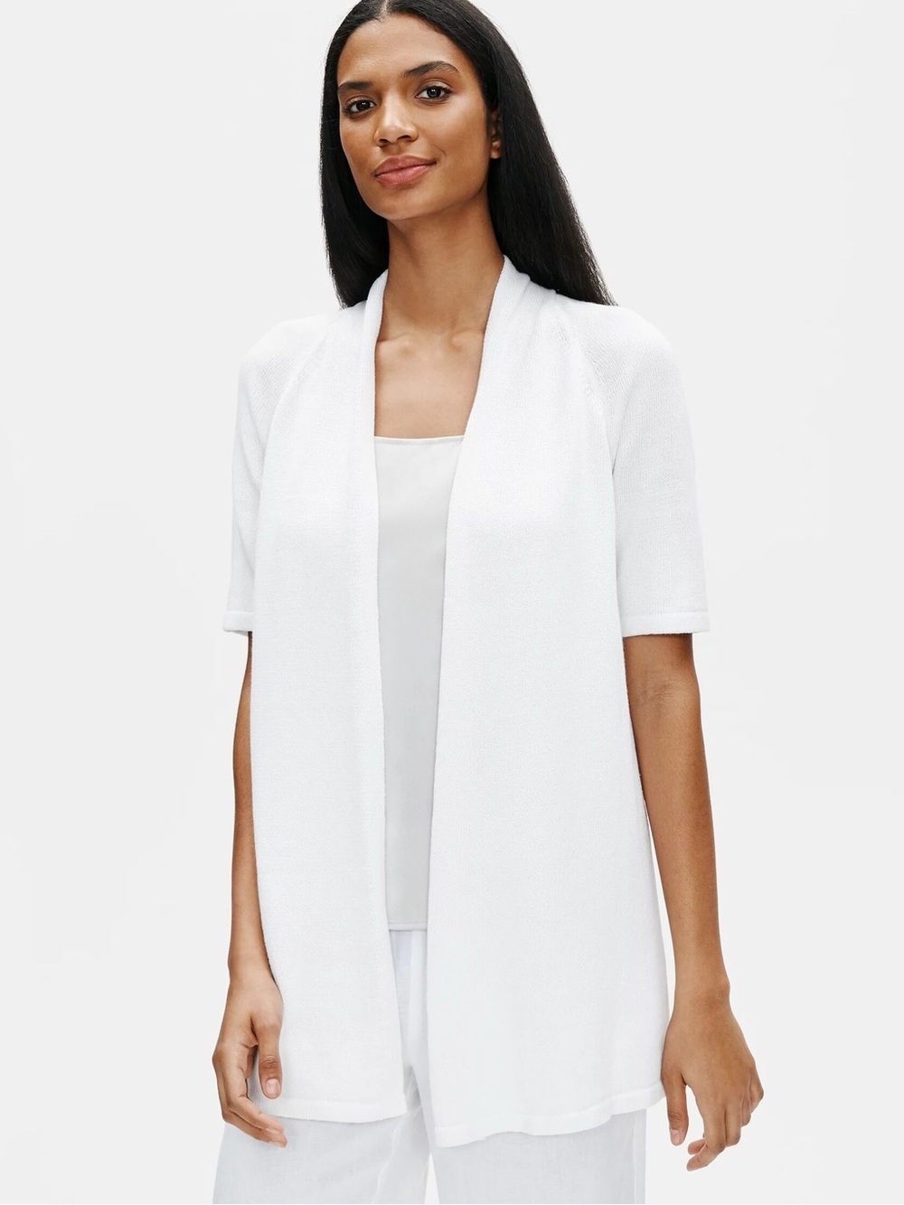 Eileen Fisher Organic Linen Cotton Short-Sleeve Cardigan